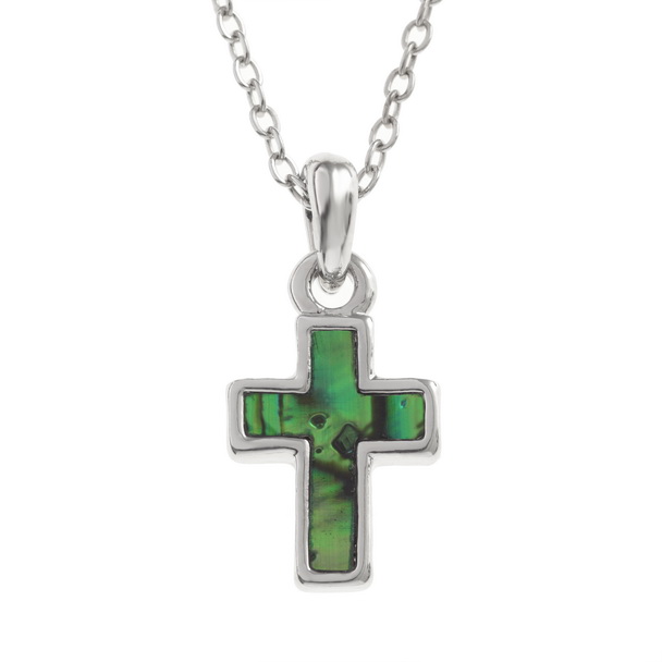 Green small cross necklace