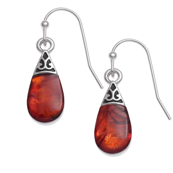 Red pear drop earrings