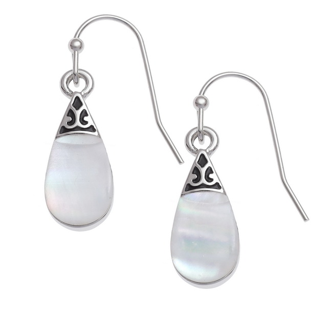 White pear drop earrings