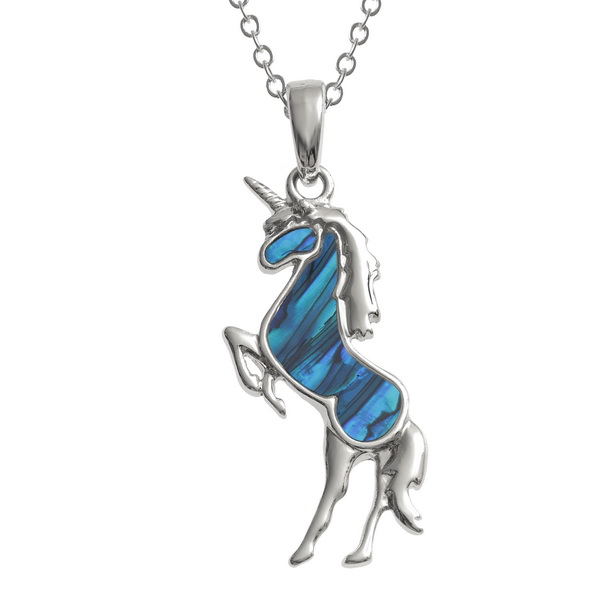 Blue unicorn necklace