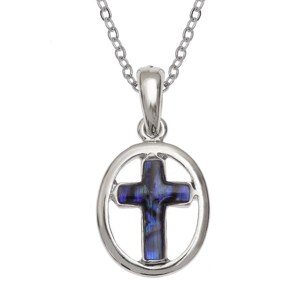 Purple oval cross necklace