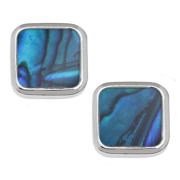 Blue square earrings
