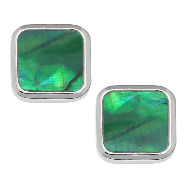 Green square earrings