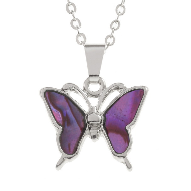 Pink butterfly necklace