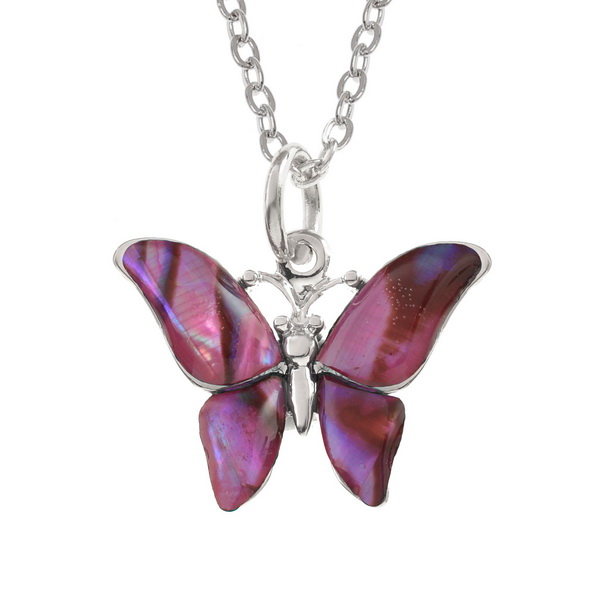 Pink butterfly necklace