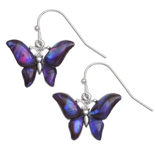 Purple butterfly earrings