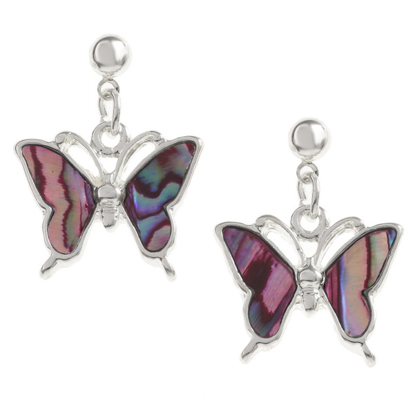 Pink butterfly earrings