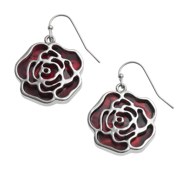 Red rose earrings