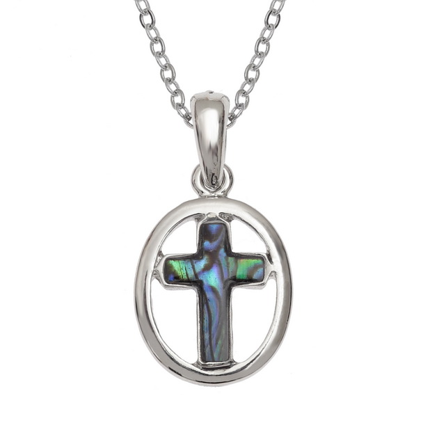 Natural oval cross necklace
