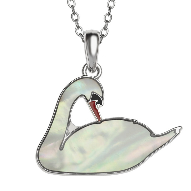 Preening swan necklace