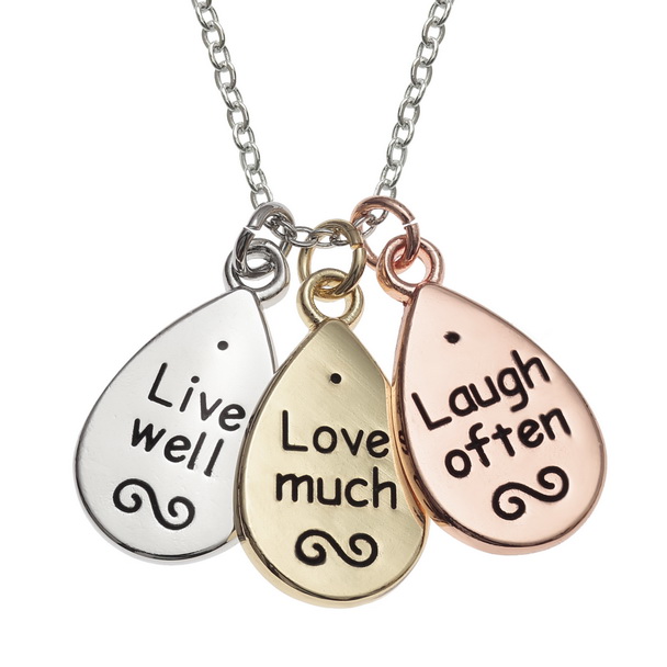 Live, Love, Laugh sentiment necklace