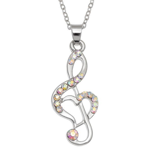 Diamante treble clef necklace